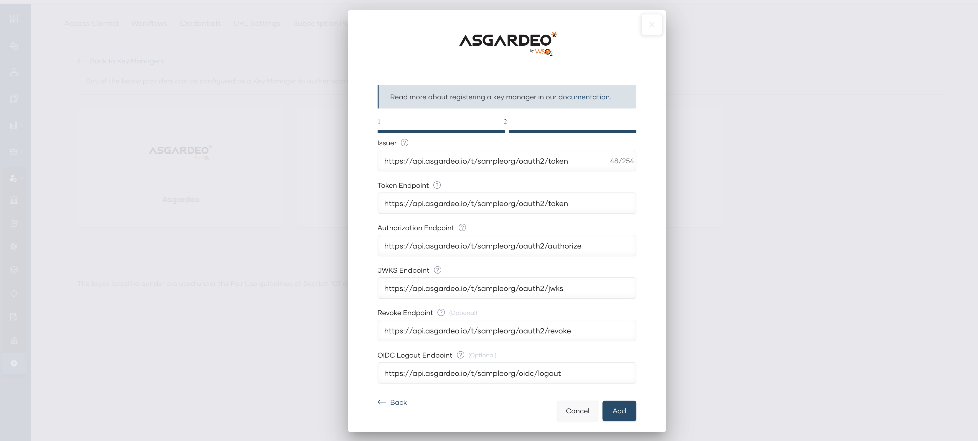 Asgardeo configuration page 2