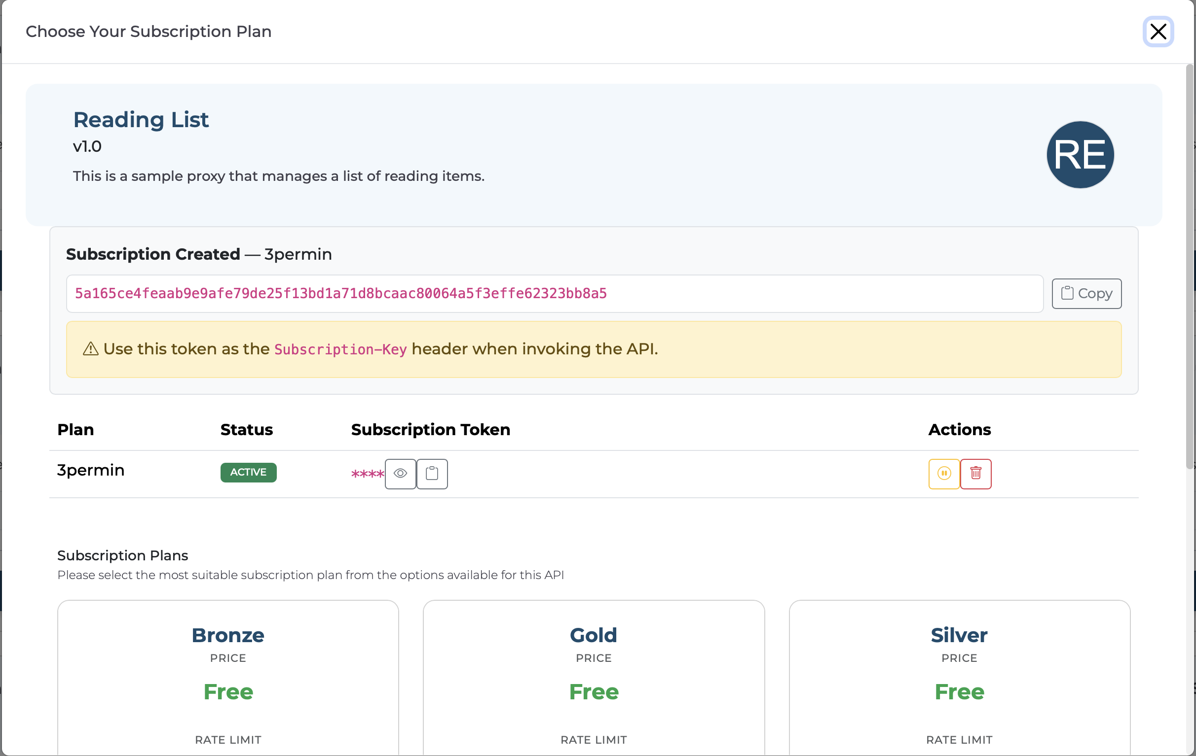 Receive Subscription Token