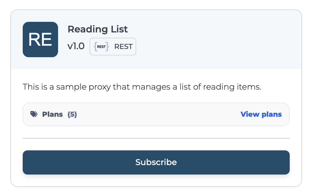 Select API to Subscribe